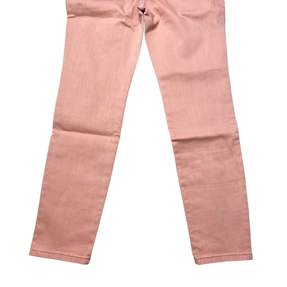 Free People X Sandrine Rose Pink Palm Tree Embroidered Skinny Jeans - Picture 9 of 9